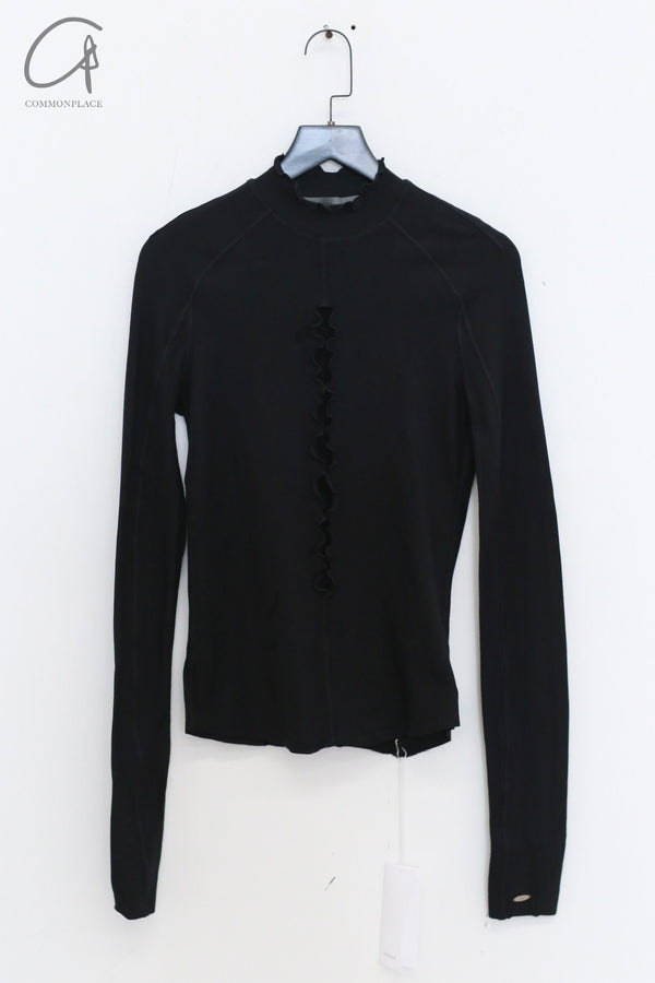 Rui Zhou 24 autumn and winter hollow high collar top RUI-RAW24WV05-HEI black